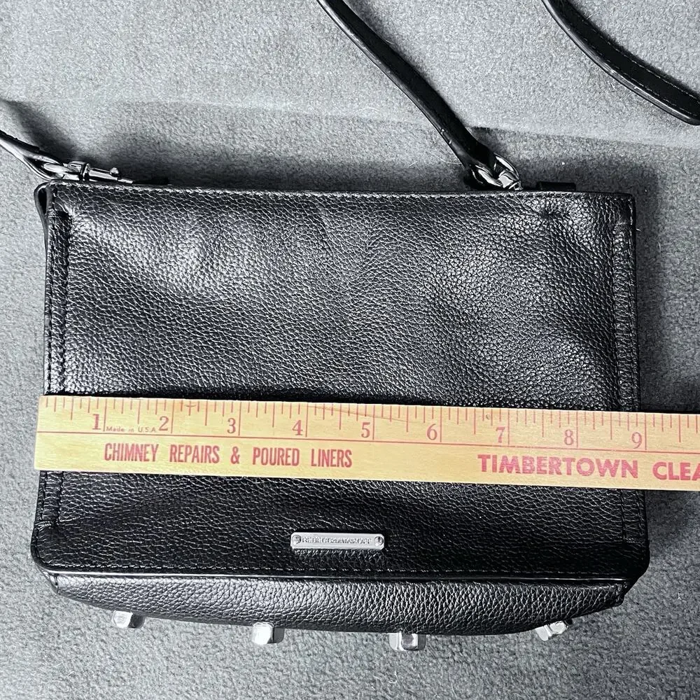 Rebecca Minkoff Regan Black Leather Crossbody Bag Silver Studs 9x6 Classic